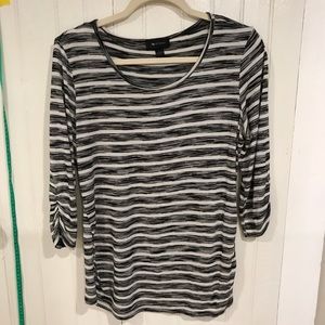 AB Studio striped soft crew neck top